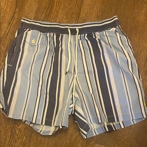 Vintage Polo Blue and White Men's Shorts (Swim)